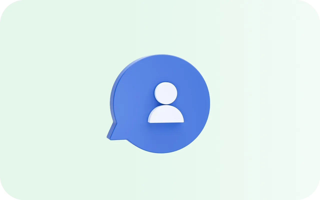 Ilustração de um usuário dentro de um balão de conversa